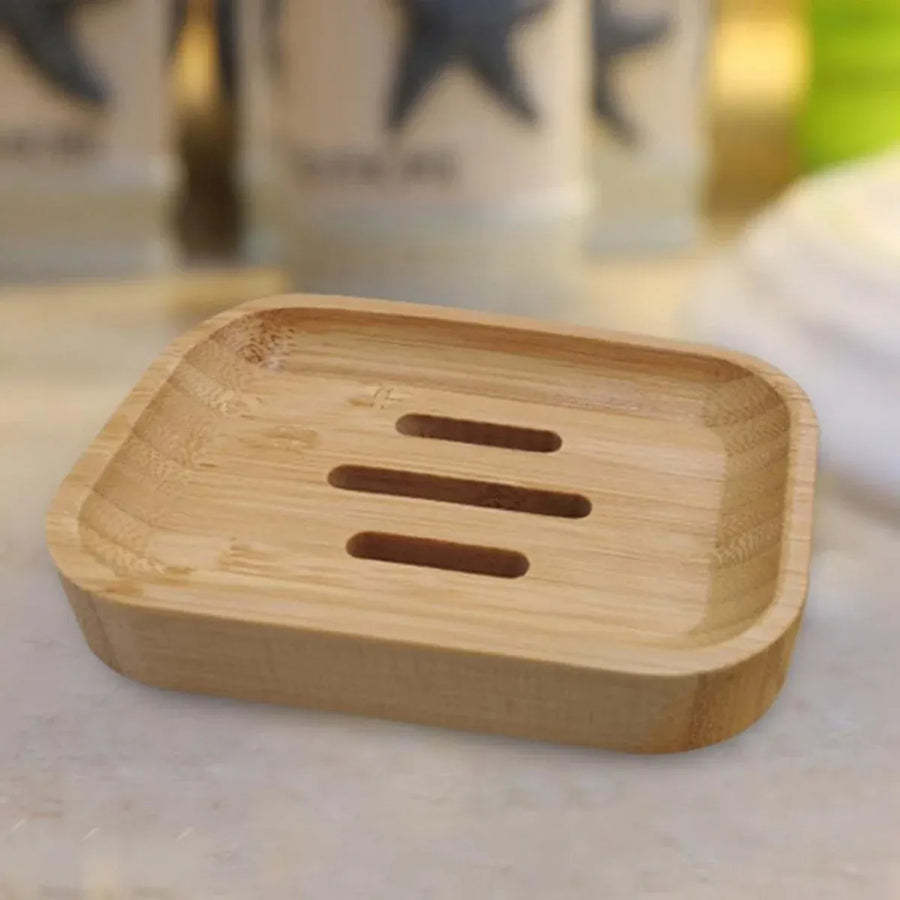Bamboo Soap Box Single Layer Drainage Waterproof for Bathroom Hotel Toilet Use