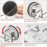 Shower Bar Holder Suction Basket Wall Mounted Stainless Steel Bathroom Soap Dish - Double Layer - 45-Degree Angle