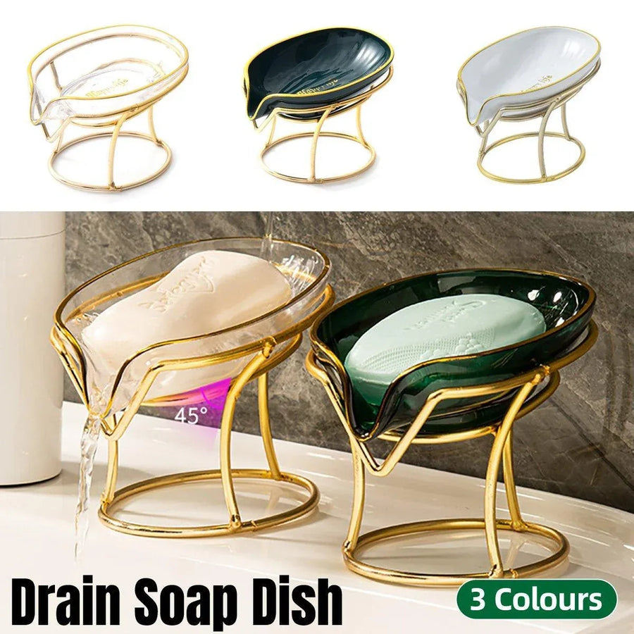 Soap Box Punch-free Bathroom Soap Tray Drain Storage Rack Household Soap Holder - White