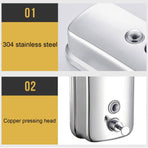 Stainless Steel Wall Mounted Soap Dispenser Hotel Bathroom Sanitizer Bottle - 500ML