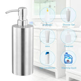 Soap Dispenser 500ml Stainless Steel Pump Silver Bathroom Liquid Container - Top-Down View