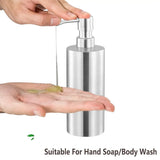Soap Dispenser 500ml Stainless Steel Pump Silver Bathroom Liquid Container - Extra Image