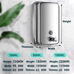 Stainless Steel Wall Mounted Soap Dispenser Hotel Bathroom Sanitizer Bottle - 800ML