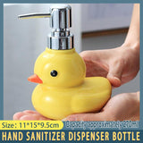 Cartoon Yellow Duck Ceramic Hand Sanitizer Lotion Bottle Press Dispenser Pump - Front View