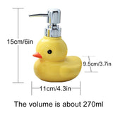 Cartoon Yellow Duck Ceramic Hand Sanitizer Lotion Bottle Press Dispenser Pump - Side View