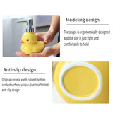Cartoon Yellow Duck Ceramic Hand Sanitizer Lotion Bottle Press Dispenser Pump - Top-Down View
