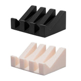 2PCS Silicone Soap Dish Holder Set Non-Slip Draining Soap Box Washable Pad Tray - White - Front View