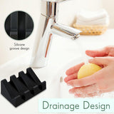 2PCS Silicone Soap Dish Holder Set Non-Slip Draining Soap Box Washable Pad Tray - White - Top-Down View