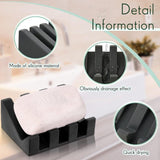 2PCS Silicone Soap Dish Holder Set Non-Slip Draining Soap Box Washable Pad Tray - White