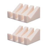 2PCS Silicone Soap Dish Holder Set Non-Slip Draining Soap Box Washable Pad Tray - White - Close-Up Angle