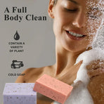 2PCS Seaweed Scrub Body Soap Bar with Granules Exfoliating Bath Cleanser Gift - Lavender-2PCS
