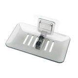 Bathroom Waterfall Tray Holder Soaps Plate Suction Case Containers Dish Storage - Black