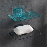 Bathroom Waterfall Tray Holder Soaps Plate Suction Case Containers Dish Storage - Black