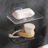 Bathroom Waterfall Tray Holder Soaps Plate Suction Case Containers Dish Storage - Black