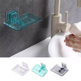 Bathroom Waterfall Tray Holder Soaps Plate Suction Case Containers Dish Storage - Black - Extra Image