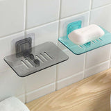 Bathroom Waterfall Tray Holder Soaps Plate Suction Case Containers Dish Storage - Black