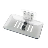 Bathroom Waterfall Tray Holder Soaps Plate Suction Case Containers Dish Storage - Black - Rear View