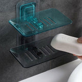 Bathroom Waterfall Tray Holder Soaps Plate Suction Case Containers Dish Storage - Green
