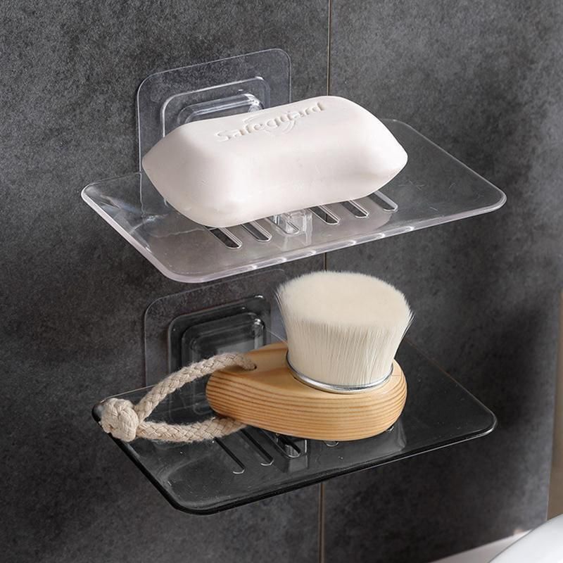 Bathroom Waterfall Tray Holder Soaps Plate Suction Case Containers Dish Storage - Green