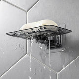 Bathroom Waterfall Tray Holder Soaps Plate Suction Case Containers Dish Storage - White