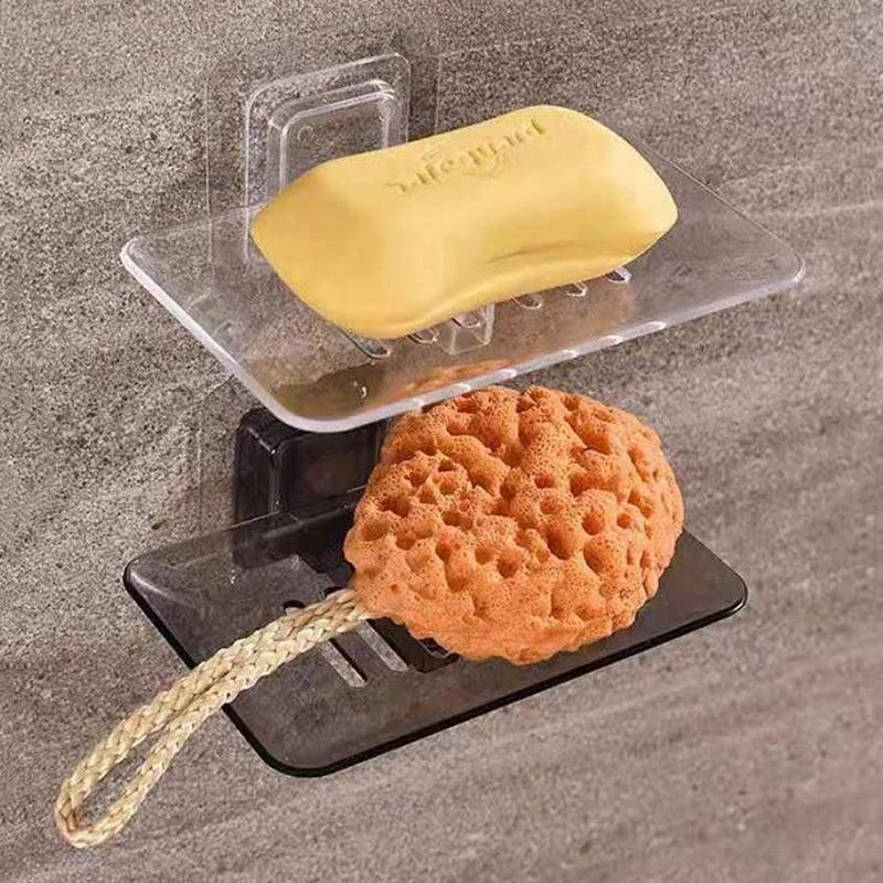 Bathroom Waterfall Tray Holder Soaps Plate Suction Case Containers Dish Storage - White