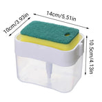 2 In 1 Soap Pump Dispenser Sponge Holder Dish Washing Liquid Container Kitchen - Grey