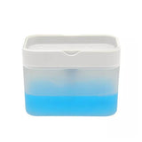 2 In 1 Soap Pump Dispenser Sponge Holder Dish Washing Liquid Container Kitchen - Grey - Front View