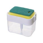 2 In 1 Soap Pump Dispenser Sponge Holder Dish Washing Liquid Container Kitchen - White