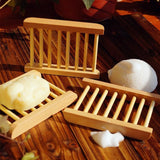 Natural Wooden Bamboo Soap Dish Tray Holder Storage Soap Rack Box - 45-Degree Angle