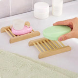 Natural Wooden Bamboo Soap Dish Tray Holder Storage Soap Rack Box - Close-Up Angle