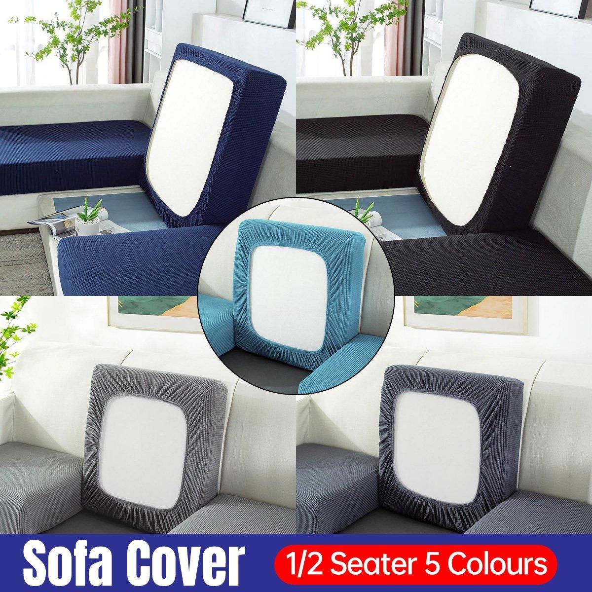 Stretch Sofa Slipcover 4 Seasons Universal Couch Protector Elastic Fabric Cover - Single-Black