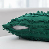 Boho Tassel Fringe Striped Cushion Cover Soft Home Decor Sofa Throw Pillow Case - Grey - Top-Down View