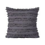Boho Tassel Fringe Striped Cushion Cover Soft Home Decor Sofa Throw Pillow Case - Grey