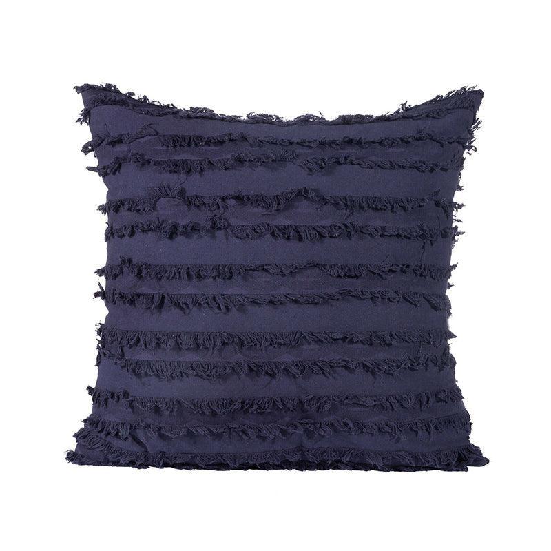Boho Tassel Fringe Striped Cushion Cover Soft Home Decor Sofa Throw Pillow Case - Navy