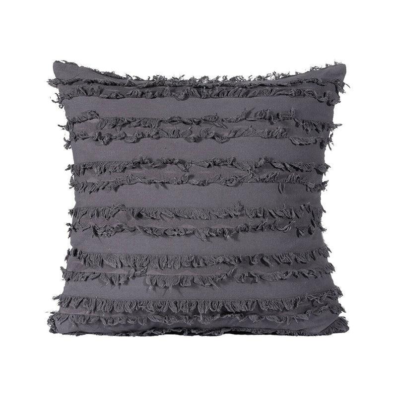 Boho Tassel Fringe Striped Cushion Cover Soft Home Decor Sofa Throw Pillow Case - Navy