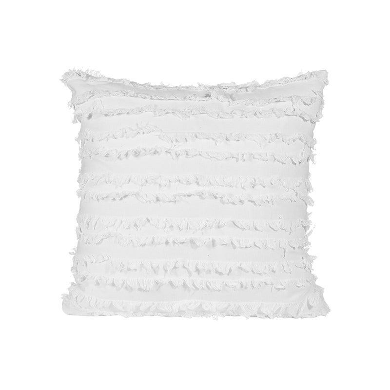 Boho Tassel Fringe Striped Cushion Cover Soft Home Decor Sofa Throw Pillow Case - White