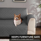 190x195cm Seater Pet Sofa Protector Cover Quilted Couch Covers Lounge Slipcover - Beige - Side View