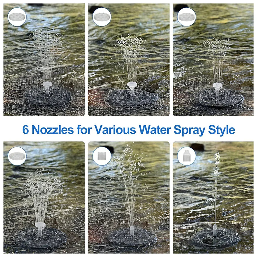Solar Fountain Bird Bath Fountain Waterproof Auto-On for Outdoor Decoration