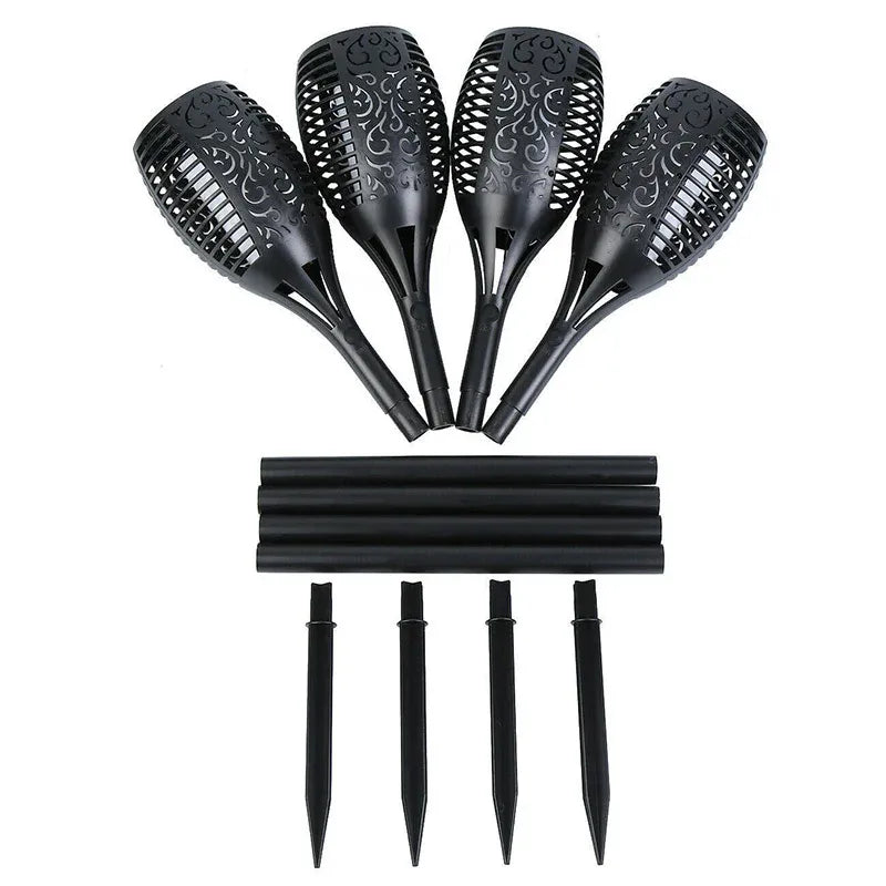 4pcs LED Solar Flickering Flame Torch Lights Outdoor Garden Path Landscape Lamps