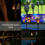 4pcs LED Solar Flickering Flame Torch Lights Outdoor Garden Path Landscape Lamps - Close-Up Angle