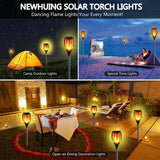 4pcs LED Solar Flickering Flame Torch Lights Outdoor Garden Path Landscape Lamps - Low Angle