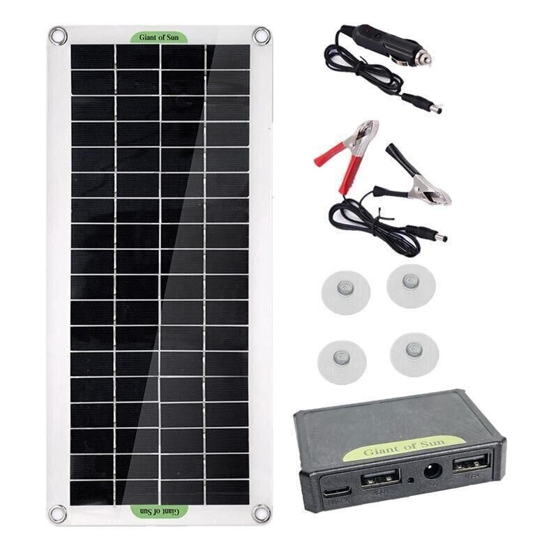 30W Usb Solar Panel Kit Battery Charger Controller Caravan Boat Outdoor Camping