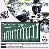 14 Piece Metric Combination Spanner Set with Roll Bag 8mm to 24mm Heavy Duty