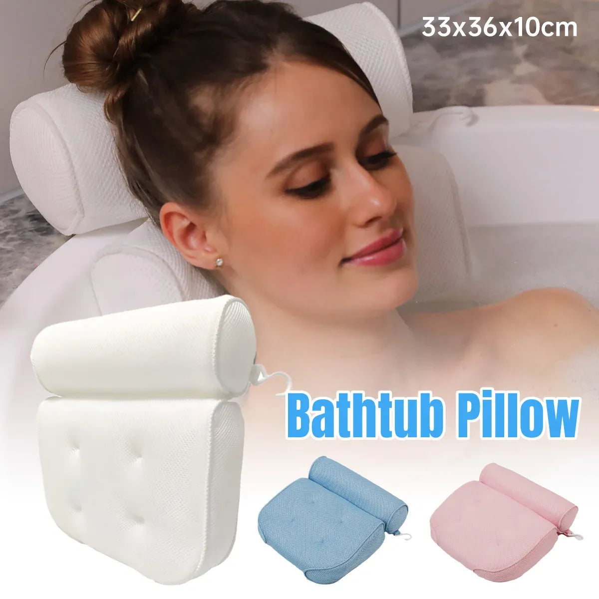 Bathtub Pillow Non-Slip for Bath Spa Shower Comfortable Water Resistant