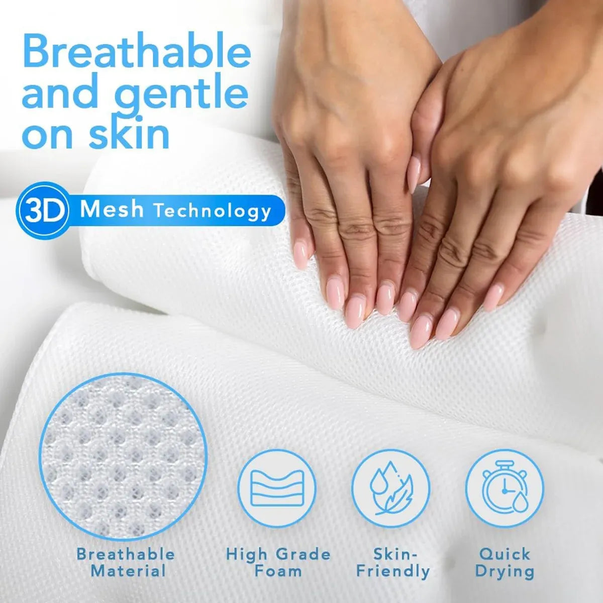 Bathtub Pillow Non-Slip for Bath Spa Shower Comfortable Water Resistant