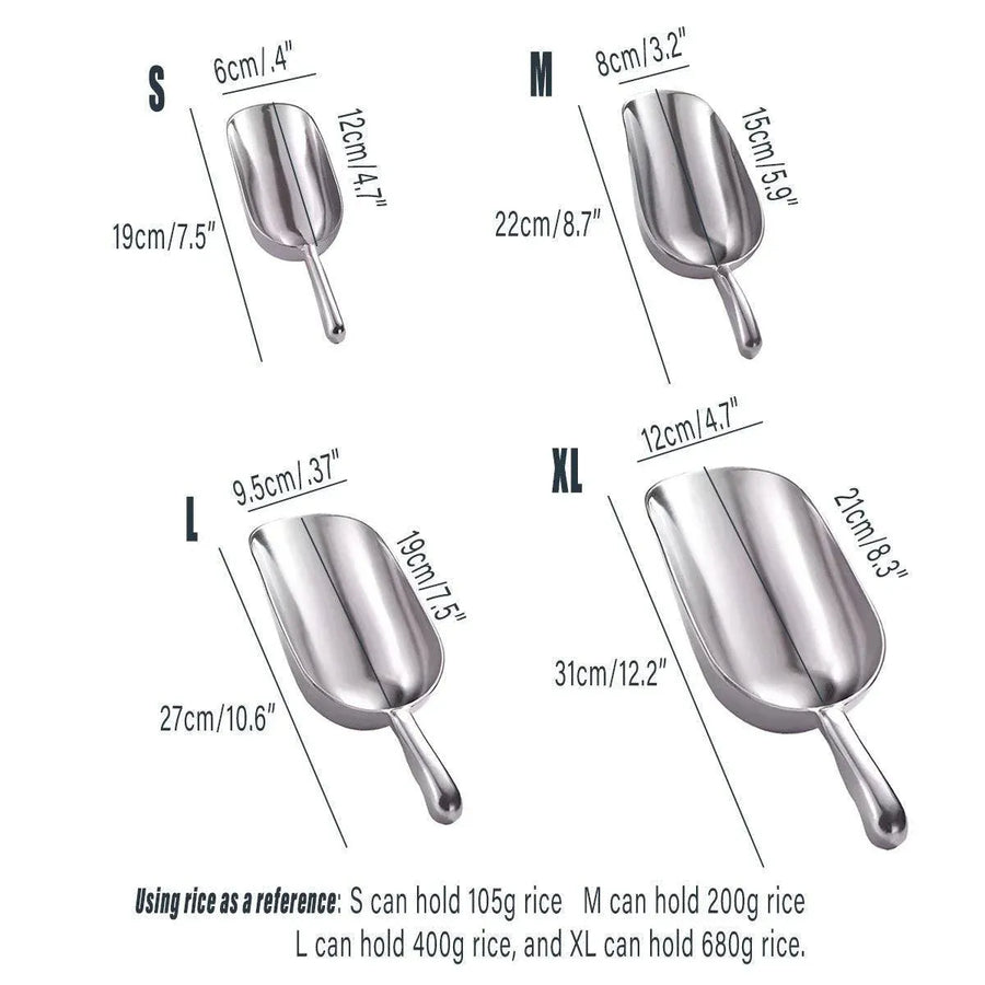 4 Sizes Aluminum Alloy Ice Shovel Flour Rice Scoop Multipurpose Kitchen Tool - L