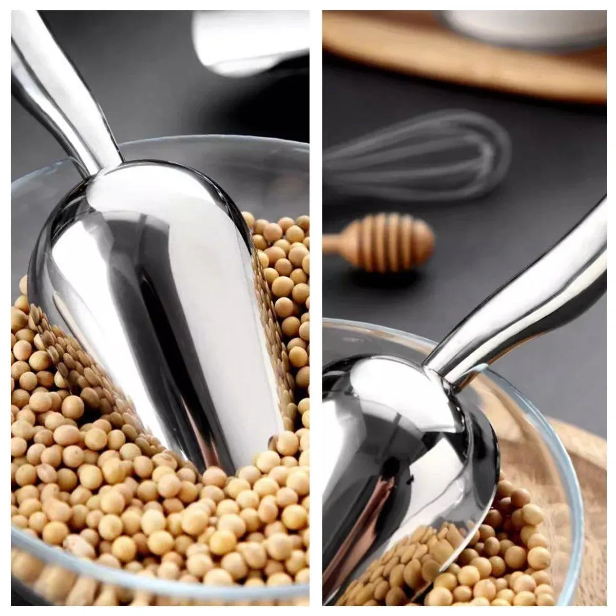 4 Sizes Aluminum Alloy Ice Shovel Flour Rice Scoop Multipurpose Kitchen Tool - L