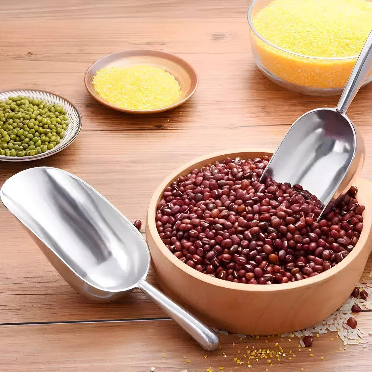 4 Sizes Aluminum Alloy Ice Shovel Flour Rice Scoop Multipurpose Kitchen Tool - L