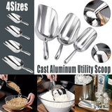 4 Sizes Aluminum Alloy Ice Shovel Flour Rice Scoop Multipurpose Kitchen Tool - M - Front View
