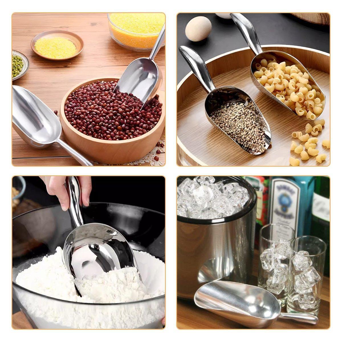 4 Sizes Aluminum Alloy Ice Shovel Flour Rice Scoop Multipurpose Kitchen Tool - M
